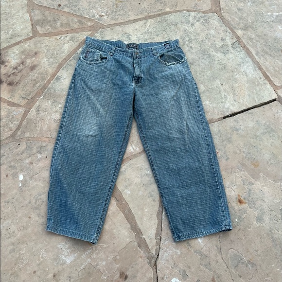 Versace Courture Signature 1990's Y2K Baggy Wide Leg Gridded Jeans
